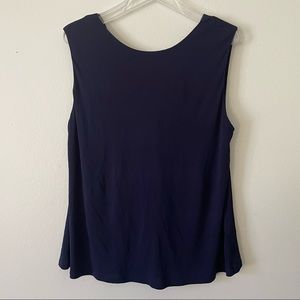 Eileen Fisher midnight back drape silk neck shell sz L $178